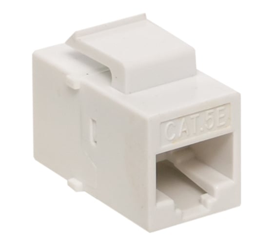 Проходной неэкранированный адаптер EKF TERACOM Cat.5E, RJ45-RJ45, тип Keystone, белый TRC-INLC-KSTN-5EUTP-WH