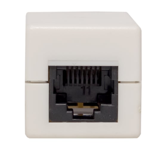 Проходной неэкранированный адаптер EKF TERACOM Cat.5E, RJ45-RJ45, белый TRC-INLC-2RJ45-5EUTP-WH