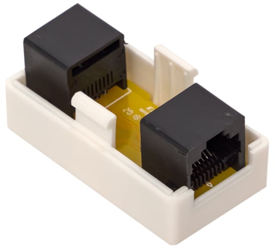 Проходной неэкранированный адаптер EKF TERACOM Cat.5E, RJ45-RJ45, белый TRC-INLC-2RJ45-5EUTP-WH