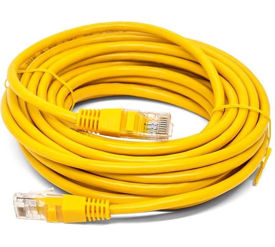 Патч-корд кабель Filum u/utp 5e кат, 10м 26awg(7x0,16 мм), чистая медь, pvc, жёлтый FL-U5-C-10M-Y