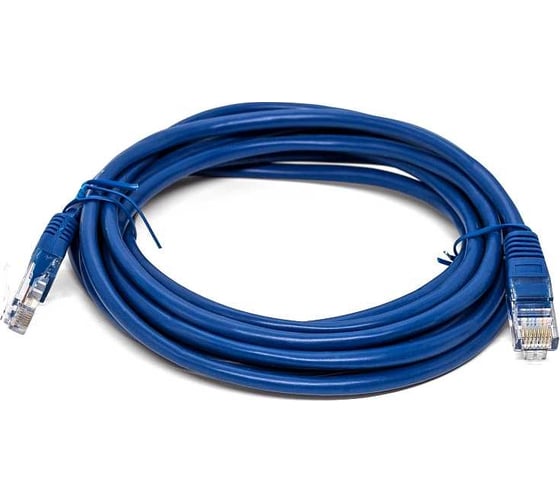 Патч-корд кабель Filum u/utp 5e кат, 5м 26awg(7x0,16 мм), омедненный алюминий (cca), pvc, синий FL-U5-5M-BL