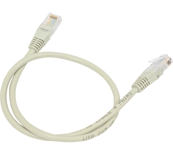 Патч-корд кабель Filum u/utp 5e кат, 0,5м 26awg(7x0,16 мм), чистая медь, pvc, серый FL-U5-C-0,5M