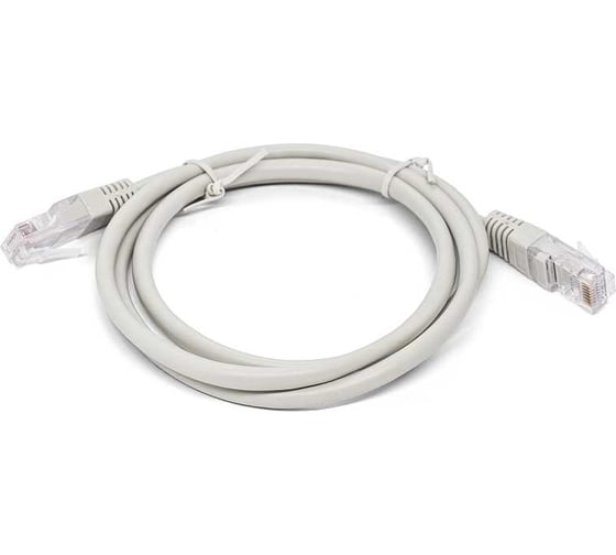Патч-корд кабель Filum u/utp 5e кат, 2м 26awg(7x0,16 мм), омедненный алюминий (cca), pvc, серый FL-U5-2M