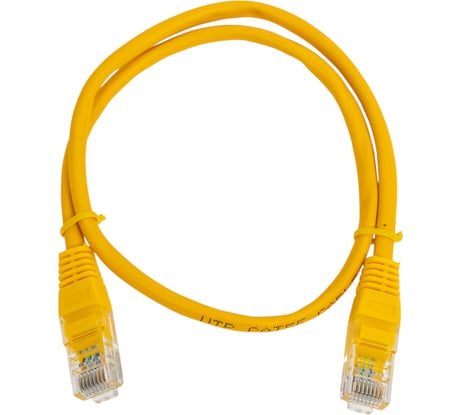 Патч-корд кабель Filum u/utp 5e кат, 0,5м 26awg(7x0,16 мм), чистая медь, pvc, жёлтый FL-U5-C-0,5M-Y
