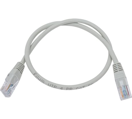 Патч-корд кабель Filum u/utp 5e кат, 0,5м 26awg(7x0,16 мм), омедненный алюминий (cca), pvc, серый FL-U5-0,5M