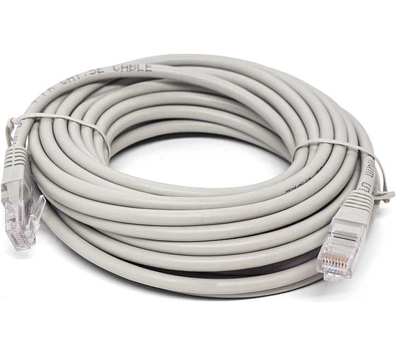 Патч-корд кабель Filum u/utp 5e кат, 10м 26awg(7x0,16 мм), чистая медь, pvc, серый FL-U5-C-10M