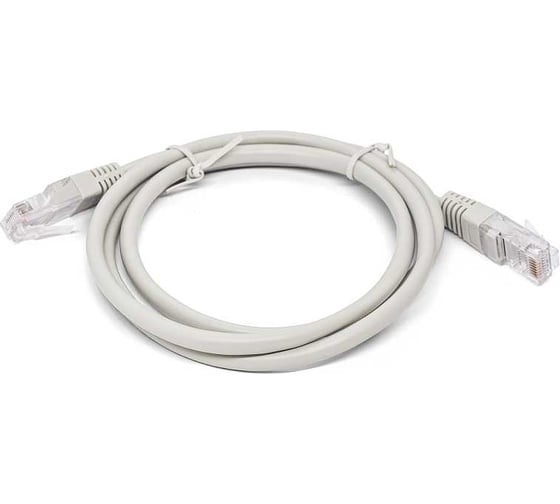 Патч-корд кабель Filum u/utp 5e кат, 1м 26awg(7x0,16 мм), чистая медь, pvc, серый FL-U5-C-1M