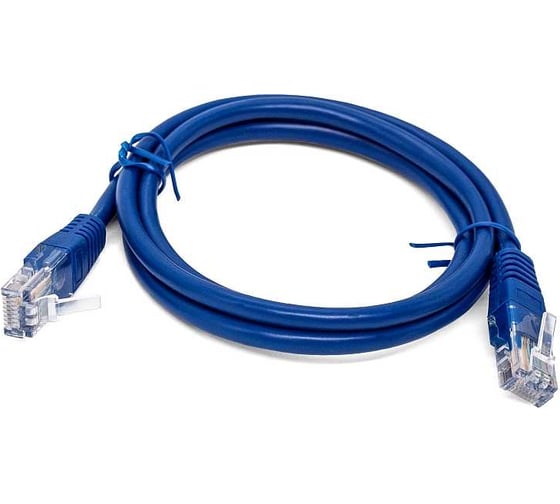 Патч-корд кабель Filum u/utp 5e кат, 1м 26awg(7x0,16 мм), чистая медь, pvc, синий FL-U5-C-1M-BL