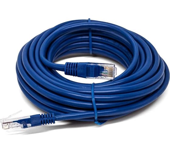 Патч-корд кабель Filum u/utp 5e кат, 10м 26awg(7x0,16 мм), чистая медь, pvc, синий FL-U5-C-10M-BL