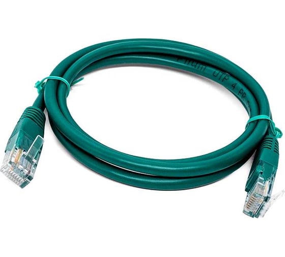 Патч-корд кабель Filum u/utp 5e кат, 2м 26awg(7x0,16 мм), омедненный алюминий (cca), pvc, зелёный FL-U5-2M-G