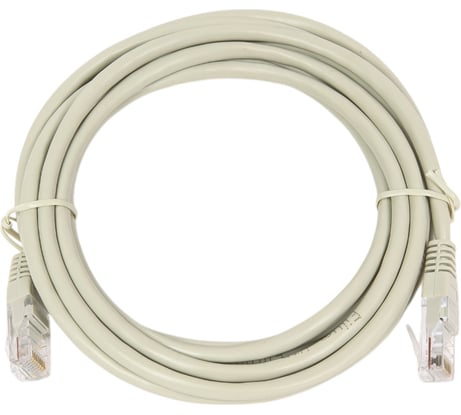 Патч-корд кабель Filum u/utp 5e кат, 3м 26awg(7x0,16 мм), омедненный алюминий (cca), pvc, серый FL-U5-3M