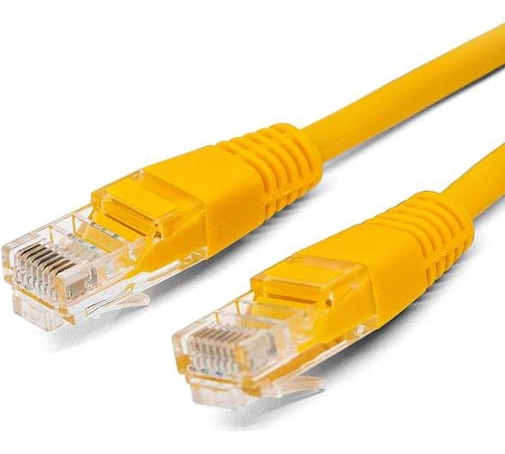 Патч-корд кабель Filum u/utp 5e кат, 3м 26awg(7x0,16 мм), омедненный алюминий (cca), pvc, жёлтый FL-U5-3M-Y 1