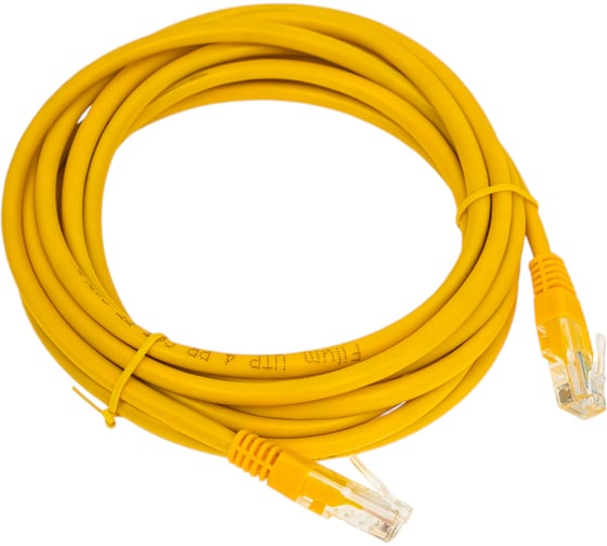 Патч-корд кабель Filum u/utp 5e кат, 3м 26awg(7x0,16 мм), омедненный алюминий (cca), pvc, жёлтый FL-U5-3M-Y