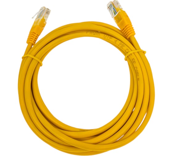 Патч-корд кабель Filum u/utp 5e кат, 3м 26awg(7x0,16 мм), омедненный алюминий (cca), pvc, жёлтый FL-U5-3M-Y