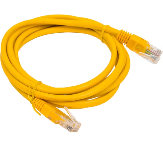 Патч-корд кабель Filum u/utp 5e кат, 2м 26awg(7x0,16 мм), чистая медь, pvc, жёлтый FL-U5-C-2M-Y 1