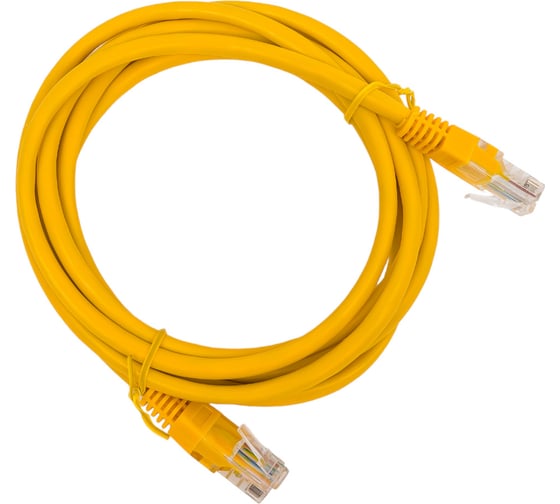 Патч-корд кабель Filum u/utp 5e кат, 2м 26awg(7x0,16 мм), чистая медь, pvc, жёлтый FL-U5-C-2M-Y