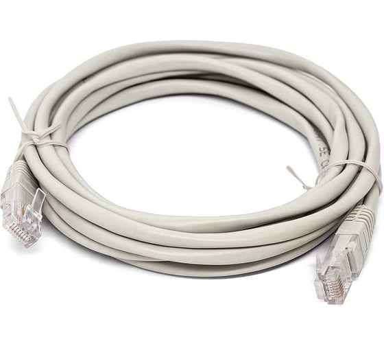 Патч-корд кабель Filum u/utp 5e кат, 5м 26awg(7x0,16 мм), омедненный алюминий (cca), pvc, серый FL-U5-5M