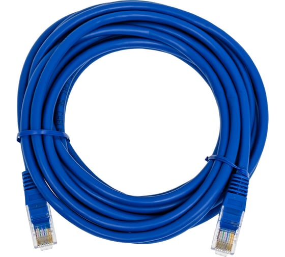 Патч-корд кабель Filum u/utp 5e кат, 5м 26awg(7x0,16 мм), чистая медь, pvc, синий FL-U5-C-5M-BL 1