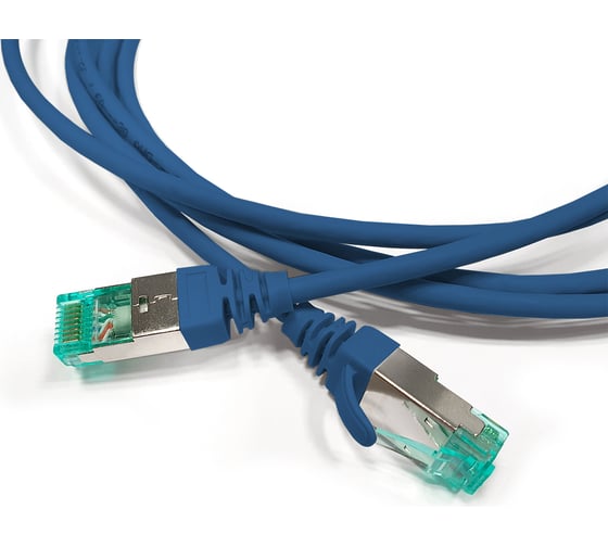 Патч-корд Hyperline s/ftp, экранированный, категория 6a (100 fluke component tested), 30awg, lszh, 2 м, синий 445816