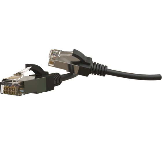 Патч-корд Hyperline s/ftp, экранированный, категория 6 (100 fluke component tested), 28awg, lszh, 1 м, черный 445757 1