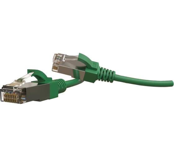 Патч-корд Hyperline s/ftp, экранированный, категория 6 (100 fluke component tested), 28awg, lszh, 2 м, зеленый 445775 1