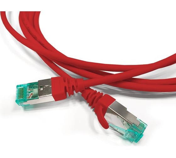 Патч-корд Hyperline s/ftp, экранированный, категория 6a (100 fluke component tested), 30awg, lszh, 3 м, красный 445833