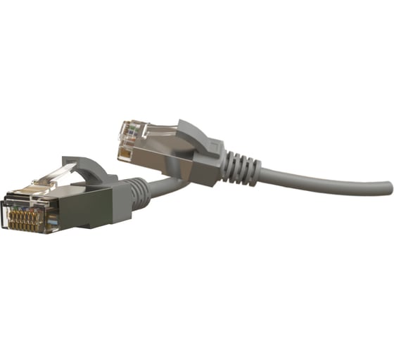 Патч-корд Hyperline s/ftp, экранированный, категория 6 (100 fluke component tested), 28awg, lszh, 2 м, серый 445641