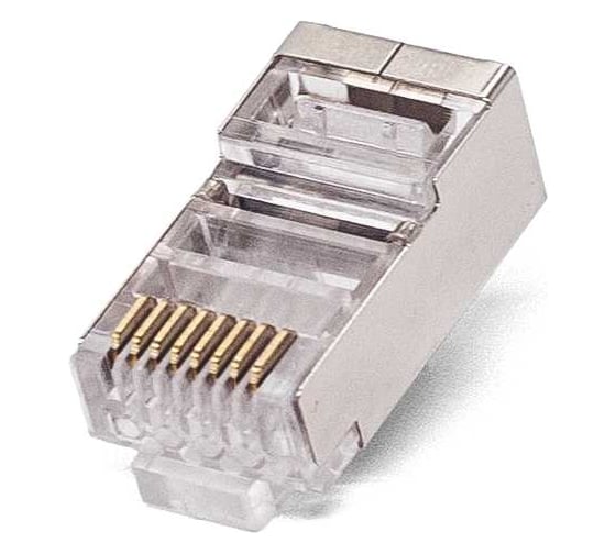Коннектор Filum rj-45, 5e кат, 8p8c, экран, 30 мкм, универсальный, для одножильного и многожильного кабеля, упаковка 100 шт FL-NA-PLUG5E-6