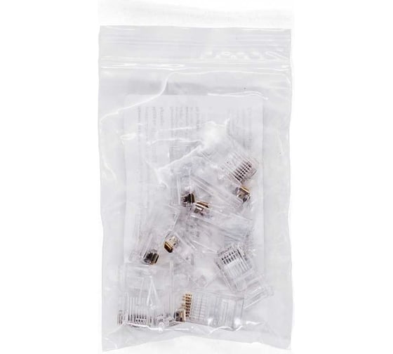 Коннектор Filum rj-45, 5e кат, 8p8c, 6 мкм, универсальный, для одножильного и многожильного кабеля, уп/10 шт FL-NA-PLUG5E-2
