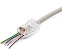 Коннектор Filum rj-45, 5e кат, сквозные отверстия, 8p8c, 6 мкм, универсальный, для одножильного и многожильного кабеля, упаковка 100 шт FL-NA-PLUG5E-4