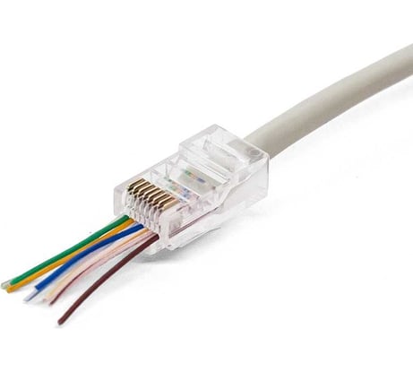 Коннектор Filum rj-45, 5e кат, сквозные отверстия, 8p8c, 6 мкм, универсальный, для одножильного и многожильного кабеля, упаковка 100 шт FL-NA-PLUG5E-4