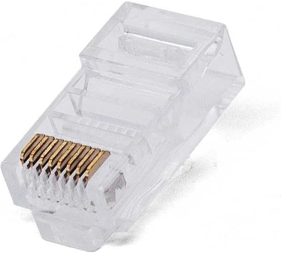Коннектор Filum rj-45, 5e кат, сквозные отверстия, 8p8c, 6 мкм, универсальный, для одножильного и многожильного кабеля, упаковка 100 шт FL-NA-PLUG5E-4