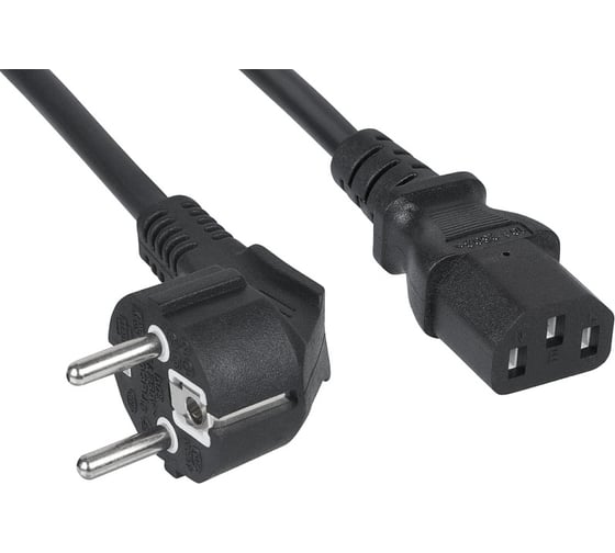 Кабель питания Filum пвс-ап 3x0,75 cee 7/7(schuko) угловая - c13, 220/250в, 10а, чёрный, 0,6м FL-PC-SH90/C13-C-0,6-BK