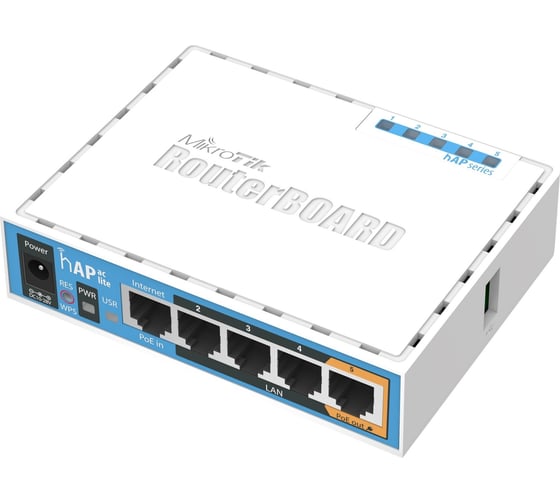 Беспроводной маршрутизатор Mikrotik hap ac lite 2.4+5 ггц, 802.11a/b/g/n/ac, mimo 2x2, 5x ethernet RB952Ui-5ac2nD