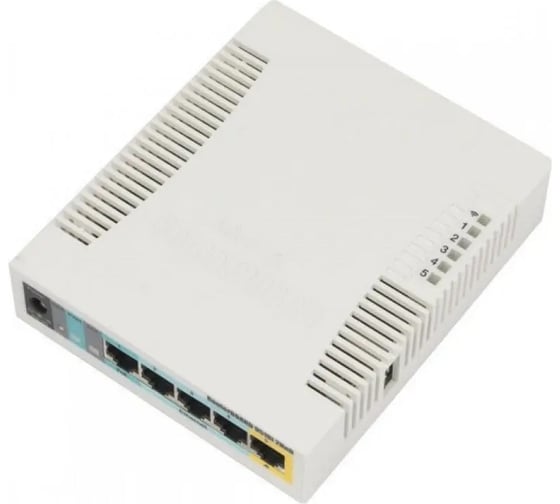 Маршрутизатор Wi-fi Mikrotik 128mb ram, 5xgbit lan, 2.4ghz 802b/g/n, plastic case, psu RB951G-2HnD 1