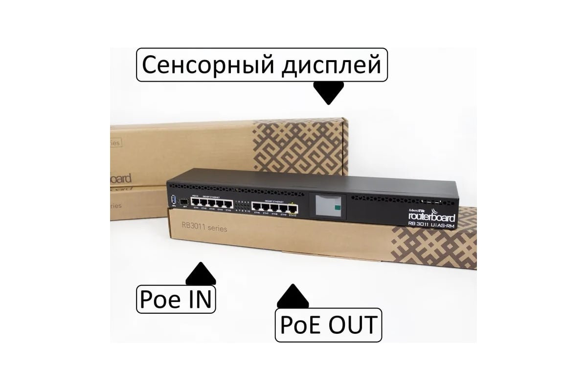 Маршрутизатор Mikrotik routeros license:5, память: 1gb, порты:(10)  10/100/1000 ethernet ports RB3011UiAS-RM