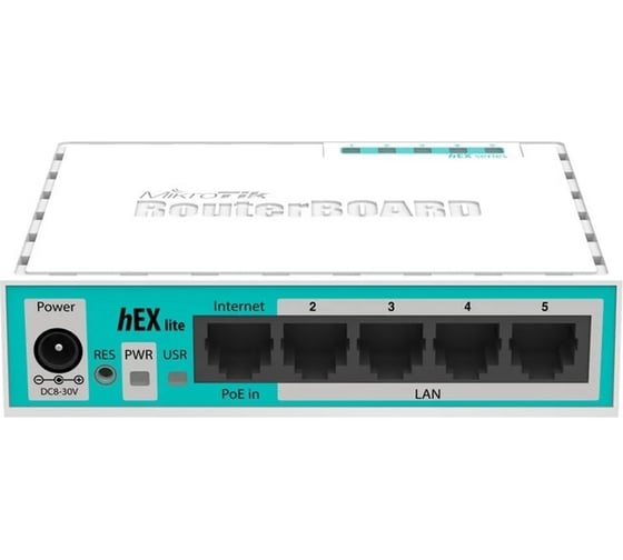 Маршрутизатор Mikrotik Hex lite 4 порта 100мбит/сек, + 1 порт wan 100мбит/сек RB750r2