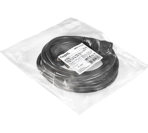 Кабель питания ExeGate Power PC-3P Евровилка угловая Schuko-C13, VDE-250V-3*1.5mm2, медь, черный, 10A, 3м 295578