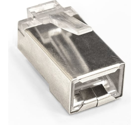 Коннектор ExeGate PL45-C5-8P8C-SH-100 RJ-45 Кат.5e 8P8C под одножильный кабель FTP, экранированный, золотое напыление 100шт 293764