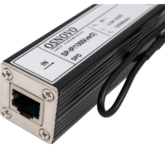Устройство грозозащиты для локальной вычислительной сети OSNOVO SP-IP/1000(ver2) (скорость до 1000 Мб/с), 1 вход (RJ45-мама), 1 выход (RJ45-мама) sct1079