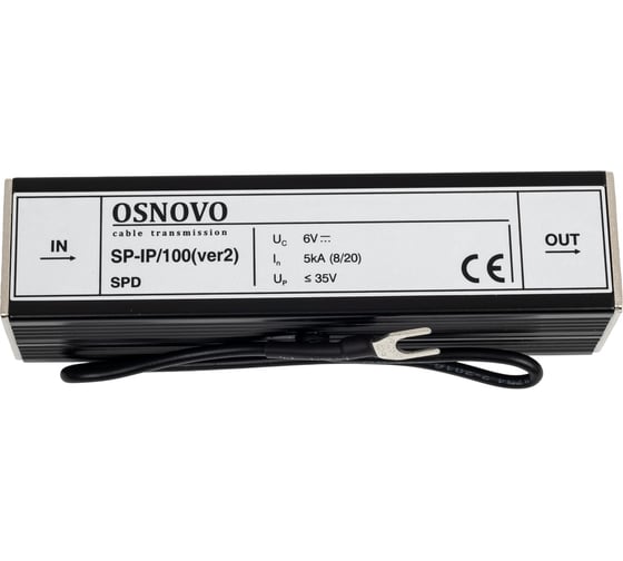 Устройство грозозащиты для локальной вычислительной сети OSNOVO SP-IP/100(ver2) (скорость до 100 Мб/с), 1 вход (RJ45-мама), 1 выход (RJ45-мама) sct1077