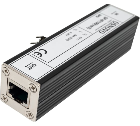 Устройство грозозащиты для локальной вычислительной сети OSNOVO SP-IP/100(ver2) (скорость до 100 Мб/с), 1 вход (RJ45-мама), 1 выход (RJ45-мама) sct1077