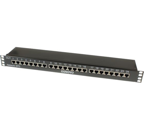 Устройство грозозащиты для локальной вычислительной сети OSNOVO SP-IP24/1000R (скорость до 1000 Мбит/с) на 24 порта sct1489
