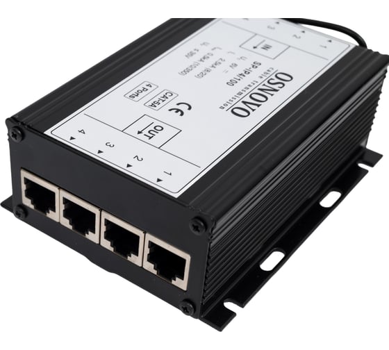 Устройство грозозащиты для локальной вычислительной сети на 4 порта OSNOVO SP-IP4/100 (скорость до 100 Мб/с) Защищаемые контакты 1/2, 3/6 sct1010