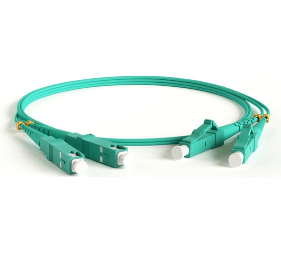 Волоконно-оптический патч-корд (шнур) Hyperline FC-D2-503-LC/PR-SC/PR-H-0.5M-LSZH-AQ MM 50/125(OM3), LC-SC, 2.0 мм, duplex, 10G, LSZH, 0.5 м 378183 1