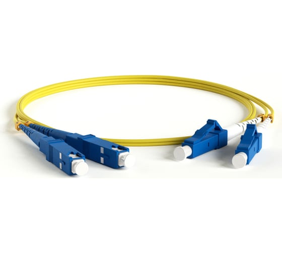 Волоконно-оптический патч-корд (шнур) Hyperline FC-D2-9-LC/UR-SC/AR-H-0.5M-LSZH-YL SM 9/125 (OS2), LC/UPC-SC/APC, 2.0 мм, duplex, LSZH, 0.5 м 376103 1