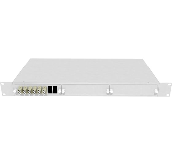 Оптический стоечный кросс TopLAN 19", 12 LC/PC адаптеров, многомодовый MM 50/125 (OM4), 1U, серый, укомплектованный КРС-Top-1U-12LC/U-OM4-GY 1
