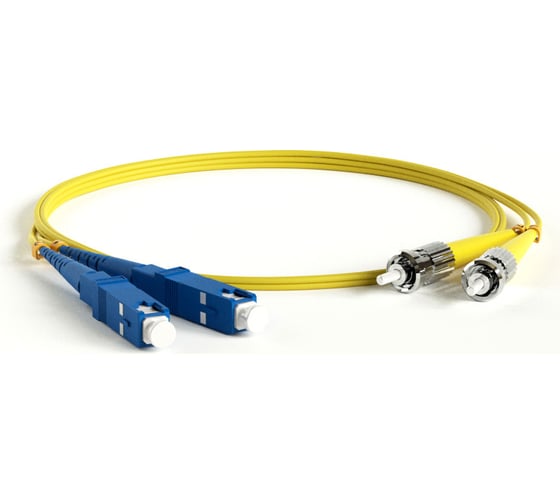 Волоконно-оптический патч-корд (шнур) Hyperline FC-D2-9-SC/UR-ST/UR-H-10M-LSZH-YL SM 9/125 (OS2), ST/UPC-SC/UPC, 2.0 мм, duplex, LSZH, 10 м 238496 1