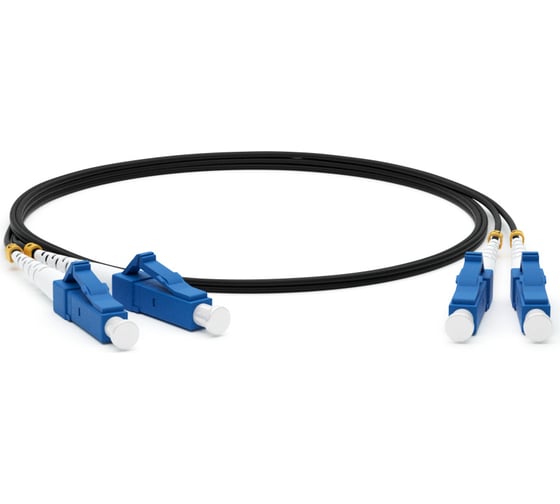Волоконно-оптический патч-корд (шнур) Hyperline FC-D2-9-LC/UR-LC/UR-H-2M-LSZH-BK SM 9/125 (OS2), LC/UPC-LC/UPC, 2.0 мм, duplex, LSZH, 2 м, черный 225261 1