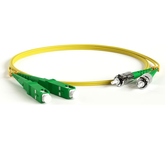 Волоконно-оптический патч-корд (шнур) Hyperline FC-D2-9-SC/AR-ST/AR-H-5M-LSZH-YL SM 9/125 (OS2), ST/APC-SC/APC, 2.0 мм, duplex, LSZH, 5 м 238513